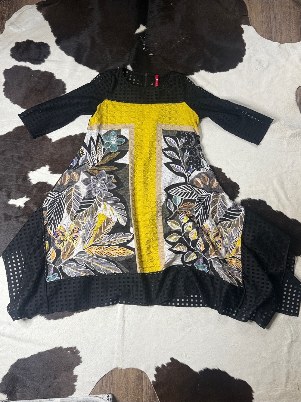 IC COLLECTION Black and Yellow Floral Midi Dress